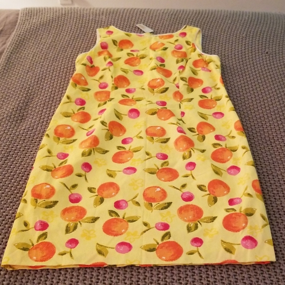 Talbots yellow peach cherry cotton sundress